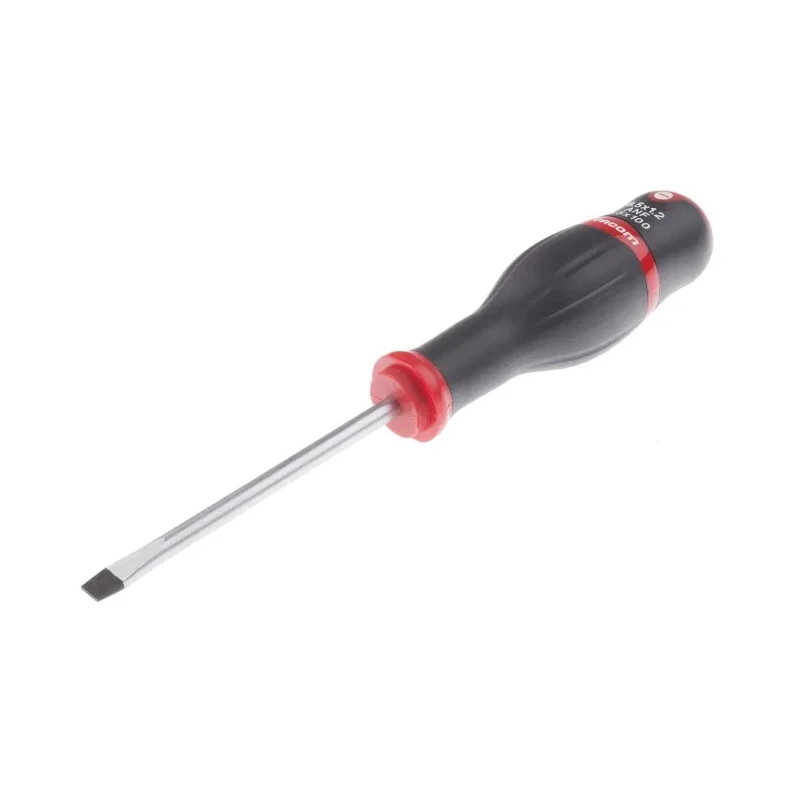 Facom Standard Slotted Screwdriver, 100 mm Blade Length, 220 mm Overall Length, Bi-Material Handle, Silicon ATF6.5X100
