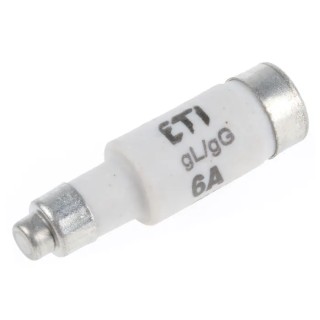ETI 6A 400V AC D01 Neozed Fuse E14 Thread Size 50mm Ceramic Body 50kA Breaking Capacity 2211003