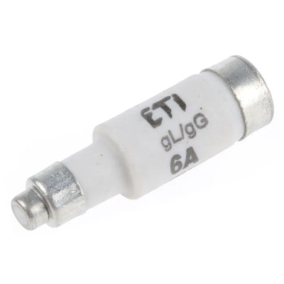 ETI 6A 400V AC D01 Neozed Fuse E14 Thread Size 50mm Ceramic Body 50kA Breaking Capacity 2211003