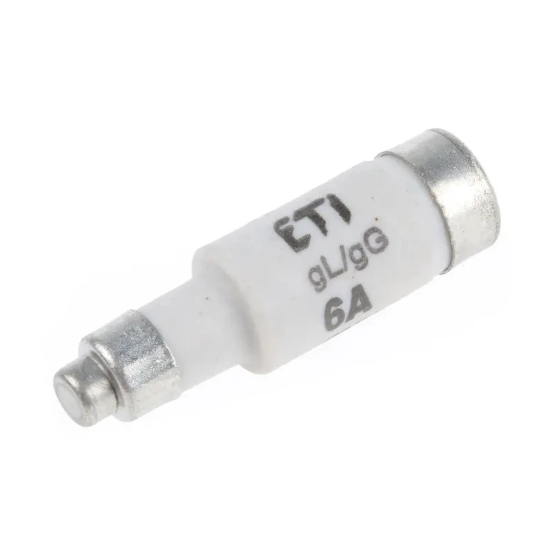 ETI 6A 400V AC D01 Neozed Fuse E14 Thread Size 50mm Ceramic Body 50kA Breaking Capacity 2211003