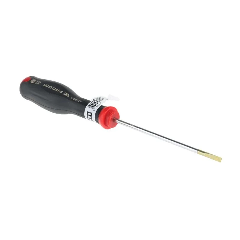 Facom Standard Slotted Screwdriver 0.6mm Tip Thickness, 100 mm Blade, 203 mm Overall Length AT3.5X100