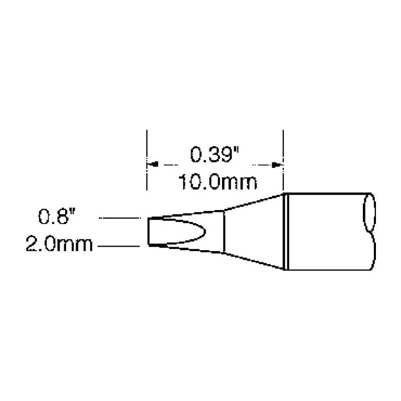 Metcal Soldering Iron Tip 2 mm Chisel 11 mm Length High Thermal Efficiency SFV-CH20