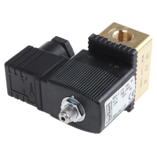 Burkert Solenoid Valve, 3 Port, Normally Closed, Brass Body, 110V AC, 2mm Orifice Diameter 126139