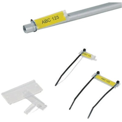 HellermannTyton Helafix Cable Tie Cable Marker Black Transparent 70mm Length 19mm Width 525-19703 HC18-70-PEUV-CL
