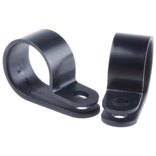 HellermannTyton Black Polyamide 16 mm Inside Diameter P-Clip with 4.2 mm Mounting Hole Diameter 211-60008 H9P-PA66HS-BK