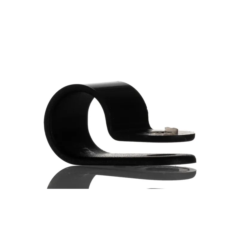HellermannTyton Black Polyamide P-Clip 9.5 mm ID, 10 mm Width, 4.2 mm Mounting Hole, Model 211-60004 H5P-PA66HS-BK
