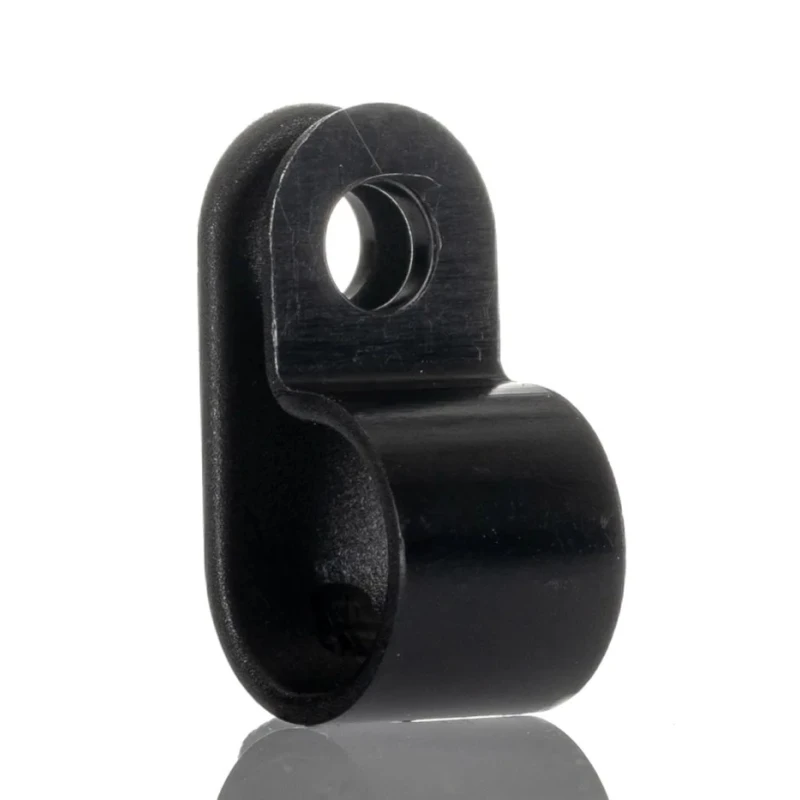 HellermannTyton Black Polyamide P-Clip 9.5 mm ID, 10 mm Width, 4.2 mm Mounting Hole, Model 211-60004 H5P-PA66HS-BK