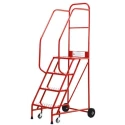 RS PRO Heavy Duty Tubular Framed Mobile Safety Steps 4 Tread Rubber Steel, 1m Platform Height, Red 412-034