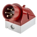 MENNEKES Red Wall Mount Industrial Power Connector 3P+N+PE 16A 400V 25° Orientation IP44 IP44