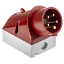 MENNEKES Red Wall Mount Industrial Power Connector 3P+N+PE 16A 400V 25° Orientation IP44 IP44