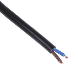 RS PRO 2 Core Power Cable Black 0.5mm² 300V 70°C PVC Jacket 100m 491-841