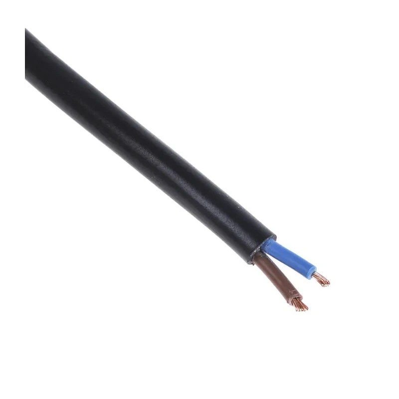 RS PRO 2 Core Power Cable Black 0.5mm² 300V 70°C PVC Jacket 100m 491-841