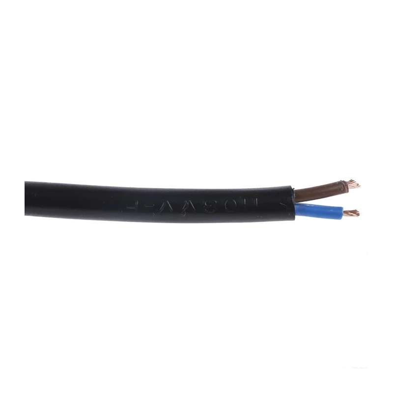 RS PRO 2 Core Power Cable Black 0.5mm² 300V 70°C PVC Jacket 100m 491-841