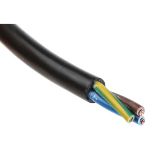 RS PRO 3 Core Power Cable Black 0.75mm² PVC Insulated 70°C 500V 100m 491-835