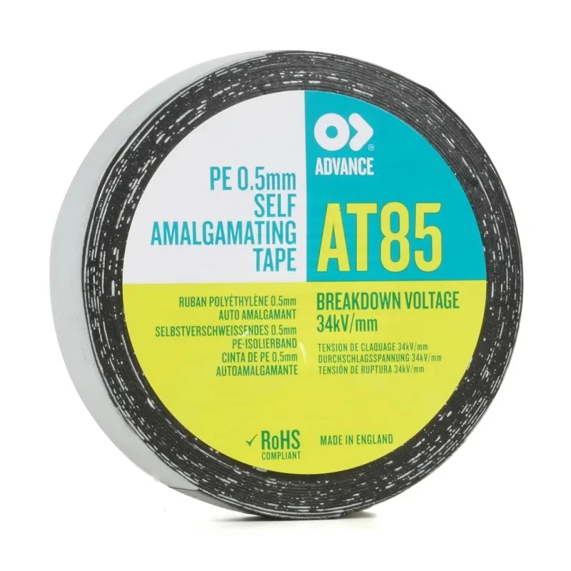 Advance Tapes Black Self-Amalgamating Tape 19mm Width x 10m Length, 0.5mm Thickness, 130°C Max Operating Temperature AT7