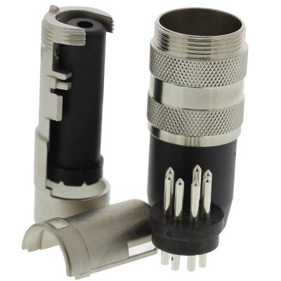 Amphenol Industrial 7 Pole Straight M16 DIN Plug Screw Lock 4A 100V Brass Housing Silver Contacts T3484001