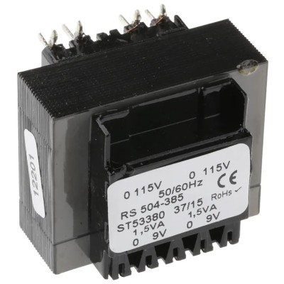 RS PRO PCB Transformer 24 V ac 2 Output Through Hole Mount 12VA Power 50-60Hz Frequency Model 504-385