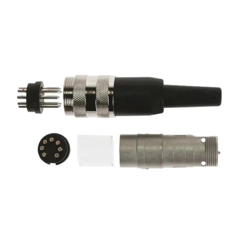 Amphenol Industrial 7 Pole Straight M16 DIN Plug Screw Lock 4A 100V Brass Housing Silver Contacts T3484001