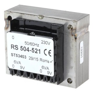 RS PRO 5 to 24 V ac 2 Output Through Hole PCB Transformer, RoHS, CE, IEC/BS/EN 61558-2-6, AS/NZS 61558.1, IEC/BS/EN 504-521