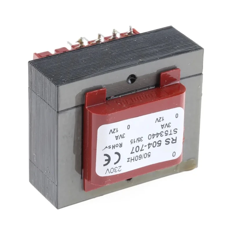 RS PRO 6 to 15 V ac 2 Output Through Hole PCB Transformer, UL94-V0 Flame Retardant, Thermal Fuse, IEC/BS/EN 61558-1 504-707
