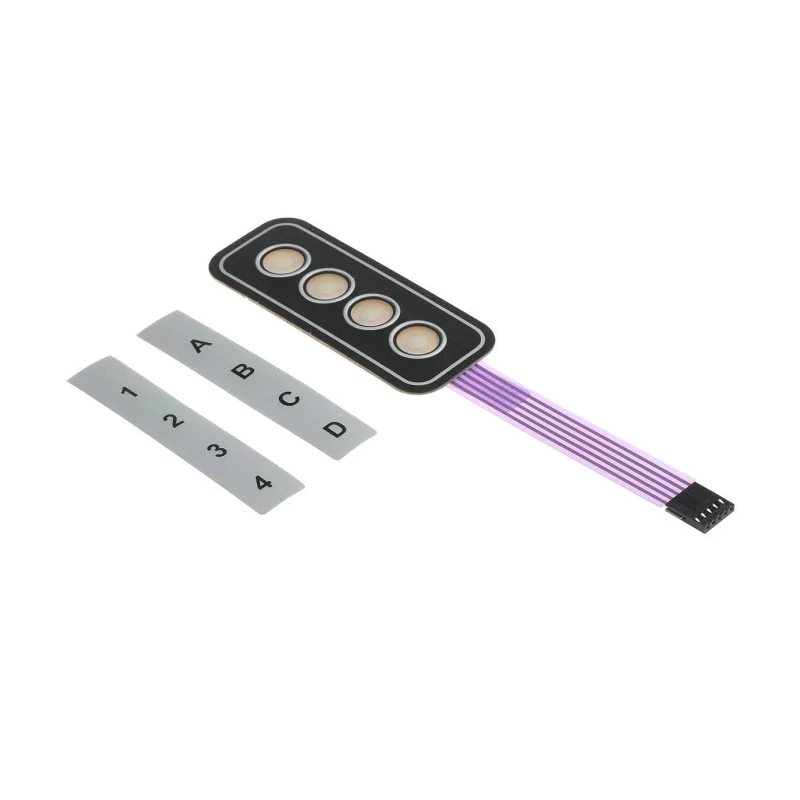 APEM 4 Key Membrane Keypad, 4x1 Layout, Silver Polycarbonate Actuator, Matrix Output, AC3559