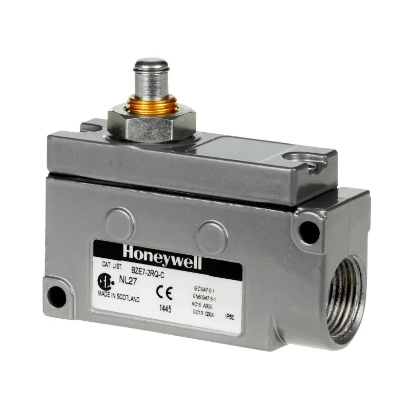 Honeywell Technologies E7 Series Plunger Limit Switch SPDT 15A 480V AC IP50 Die Cast Zinc Housing BZE7-2RQ-C