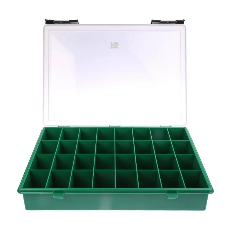 RS PRO 32 Cell Green Polypropylene Compartment Box 57 mm x 338 mm x 260 mm 515-603