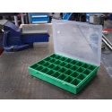 RS PRO 32 Cell Green Polypropylene Compartment Box 57 mm x 338 mm x 260 mm 515-603