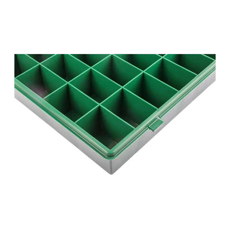 RS PRO 32 Cell Green Polypropylene Compartment Box 57 mm x 338 mm x 260 mm 515-603