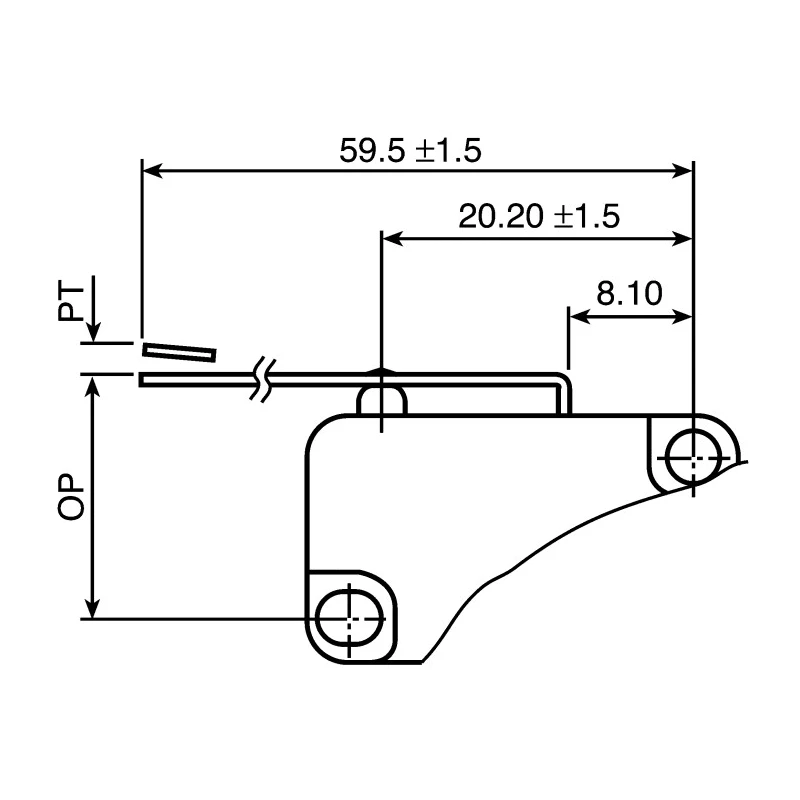 Honeywell Technologies Long Leaf Lever Micro Switch, Tab Terminal, 16A, 250 V ac, SPDT V15T16-CZ100A03