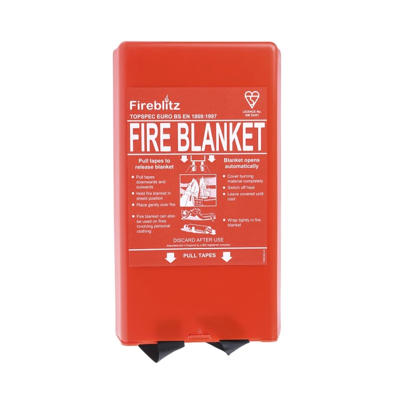 Topspec Euro Fibreglass Plastic Fire Blanket 1.2m x 1.8m Red Plastic Case FBB160-HP