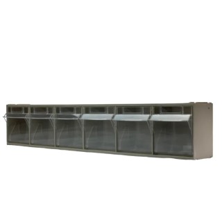 RS PRO Durable Polypropylene Tilt Drawer Unit 6, 112 mm x 600 mm x 96 mm, Transparent Drawers, Wall Mountable 519-295