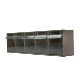 RS PRO Tilt Drawer Unit 5 Polypropylene Storage Cabinet Wall Mount 168mm x 600mm x 140mm 519-302