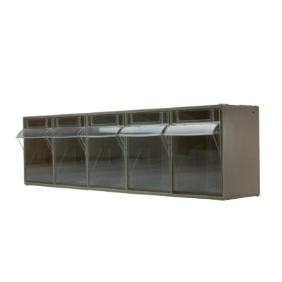 RS PRO Tilt Drawer Unit 5 Polypropylene Storage Cabinet Wall Mount 168mm x 600mm x 140mm 519-302