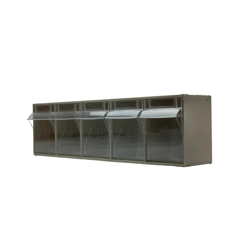 RS PRO Tilt Drawer Unit 5 Polypropylene Storage Cabinet Wall Mount 168mm x 600mm x 140mm 519-302