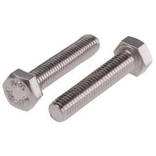 RS PRO Plain Stainless Steel Hex Bolt M5 x 25 mm Grade 8.8 DIN 933 520-093