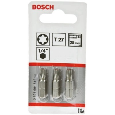 Bosch Screwdriver Bit 1/4 in Tip T27 Hex Drive 25 mm Overall Length 2607001619