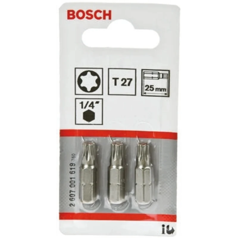 Bosch Screwdriver Bit 1/4 in Tip T27 Hex Drive 25 mm Overall Length 2607001619