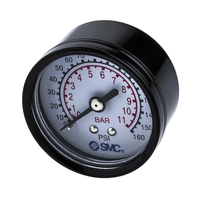 SMC Pressure Gauge 50 mm Dial Size G 1/4 Female One-Touch Fitting R(Pt) Threaded Male, 10 bar 5K4-10