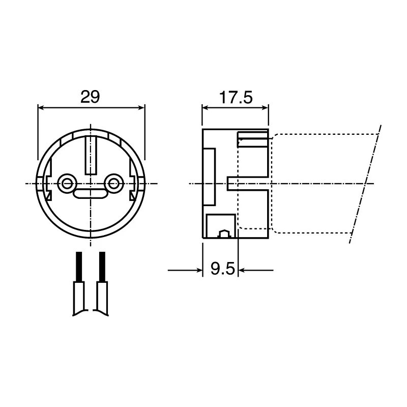 BJB Fluorescent Lamp Holder T8 Wall Screw Mount Polycarbonate 250V 660W 26.424.1001.50