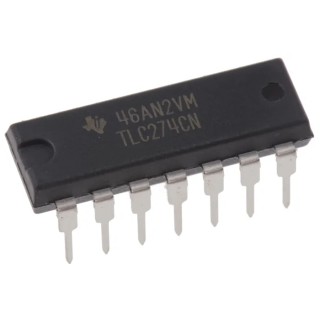 Texas Instruments Operational Amplifier 4-Channel 1.7MHz Gain Bandwidth 16V PDIP 14-Pin TLC274CN