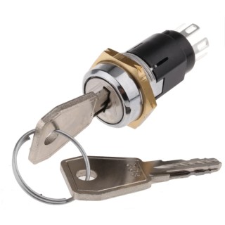 Lorlin Key Switch, DPDT, 1A, 2-Way Random-Key, Zinc Alloy Housing, Silver Plated Brass Contacts SRL5KD2