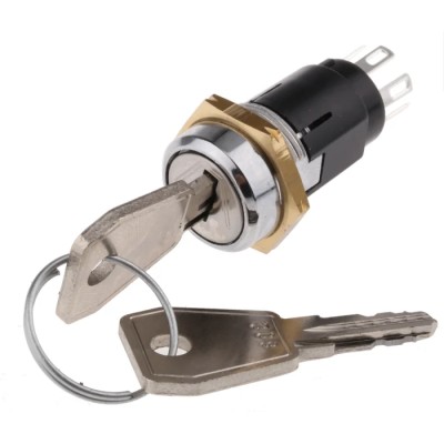 Lorlin Key Switch, DPDT, 1A, 2-Way Random-Key, Zinc Alloy Housing, Silver Plated Brass Contacts SRL5KD2