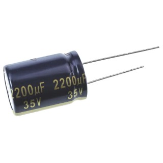 Panasonic Aluminium Electrolytic Capacitor FC Series Radial Type 1800µF 105°C 25mm Height 18mm Diameter EEUFC1V222S