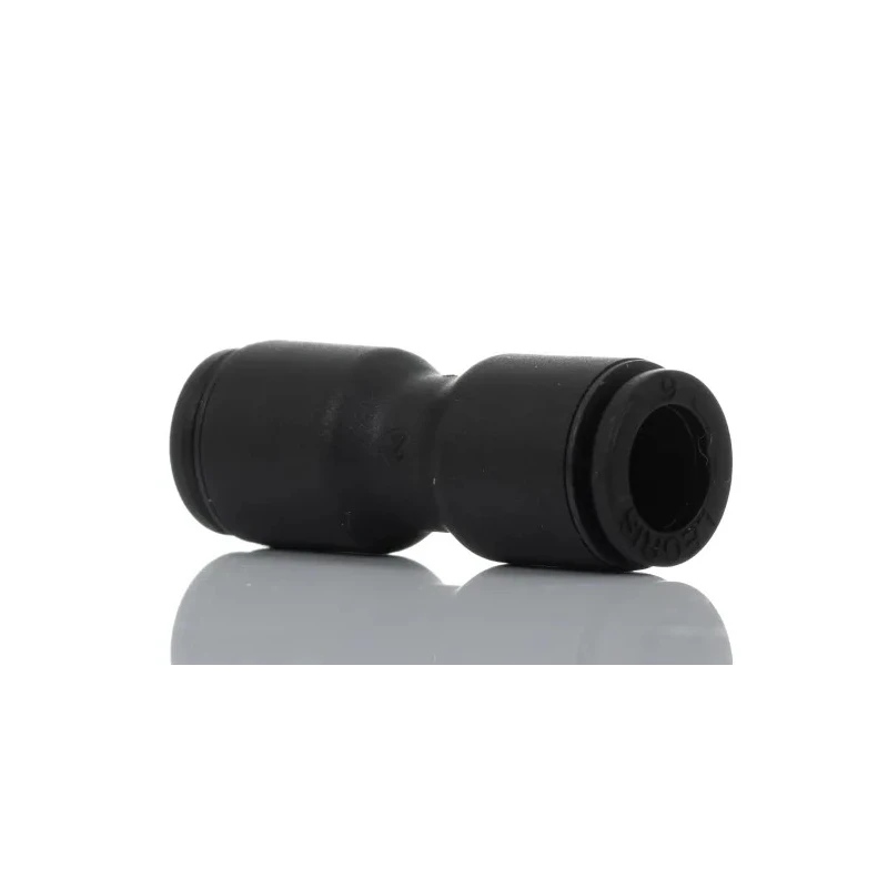 Legris Pneumatic Tube-to-Tube Push-In Connector, 6 mm Push In, Glass Reinforced Nylon, Nickel Finish LF3000
