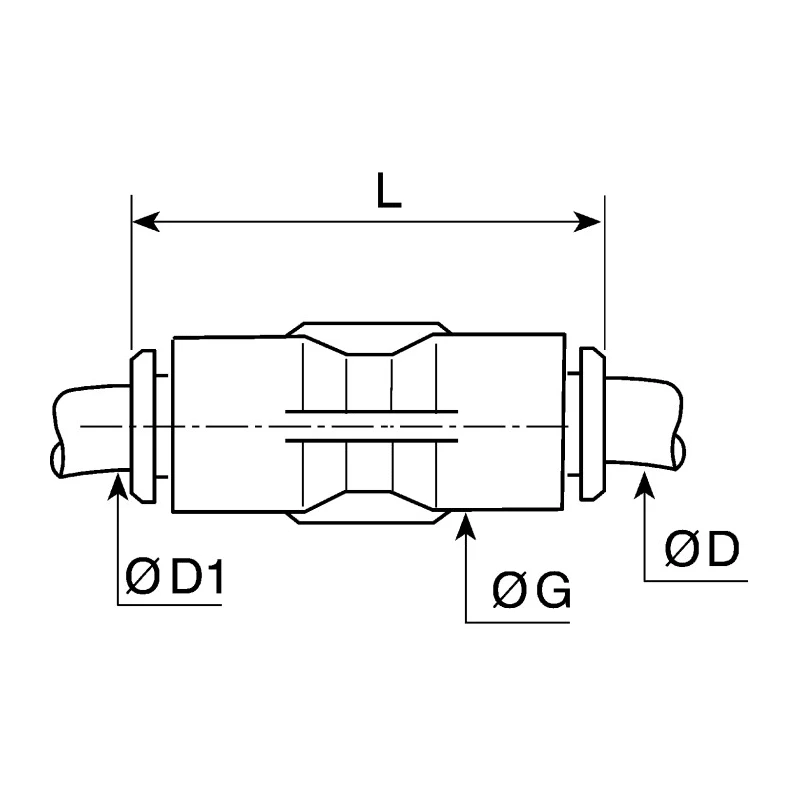 Legris Pneumatic Tube-to-Tube Push-In Connector, 6 mm Push In, Glass Reinforced Nylon, Nickel Finish LF3000