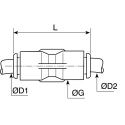 Legris Pneumatic Tube-to-Tube Push-In Connector, 6 mm Push In, Glass Reinforced Nylon, Nickel Finish LF3000