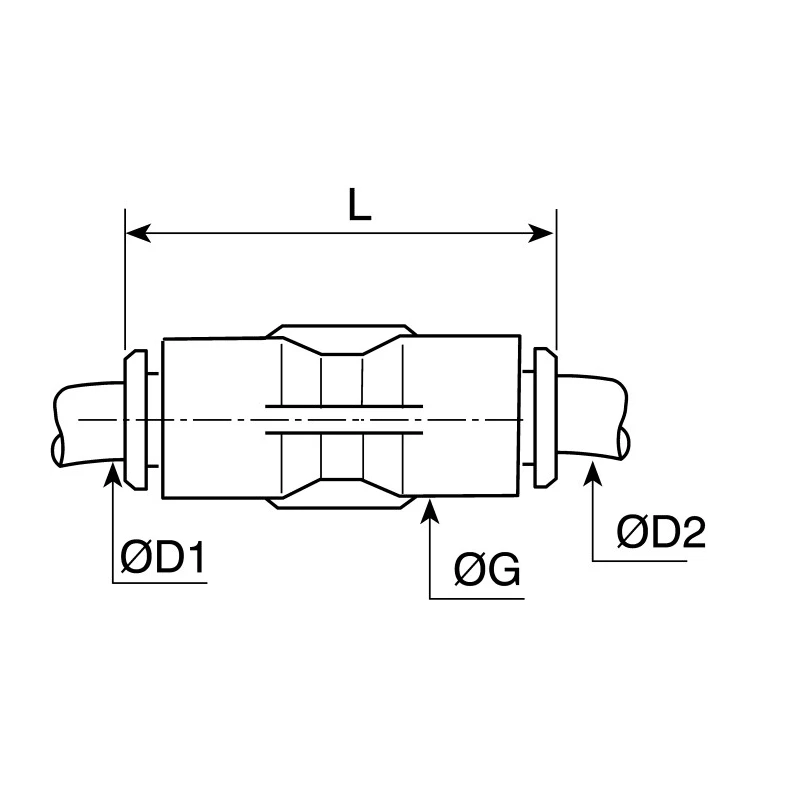 Legris Pneumatic Tube-to-Tube Push-In Connector, 6 mm Push In, Glass Reinforced Nylon, Nickel Finish LF3000