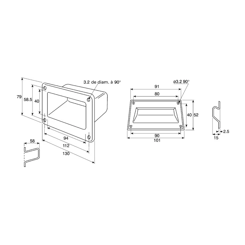 Pinet ABS Grey Chrome Finish Carrying Handle Load Capacity 100kg Mounting Thread M3 19-7-3642