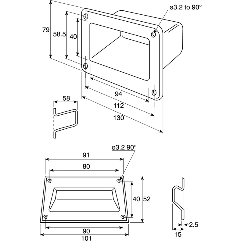 Pinet ABS Grey Chrome Finish Carrying Handle Load Capacity 100kg Mounting Thread M3 19-7-3642